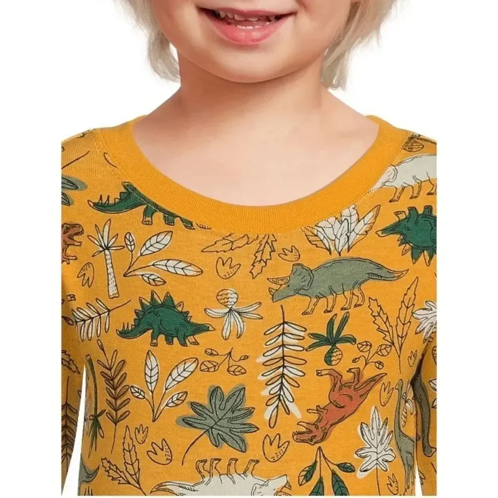 Dinosaur & Spaceship Cotton Long Sleeve Tight Fit Pajamas 2, 2-Pc Sets Size 12 M